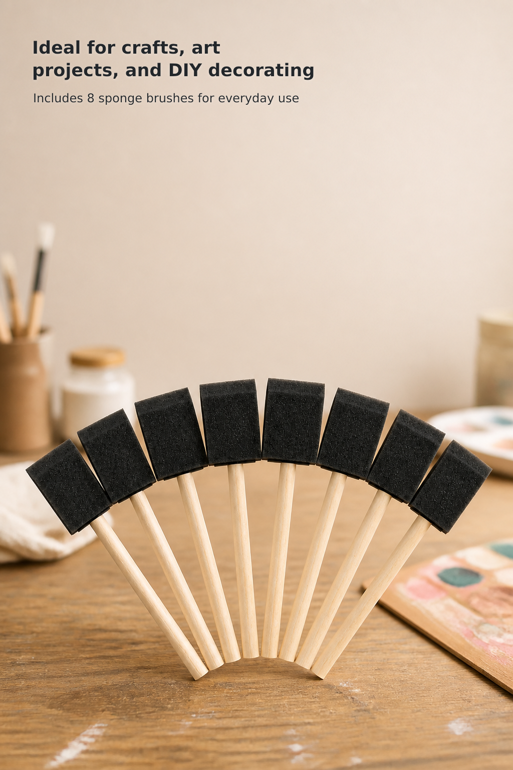 8-Pack 1.6-Inch Foam Paint Brushes